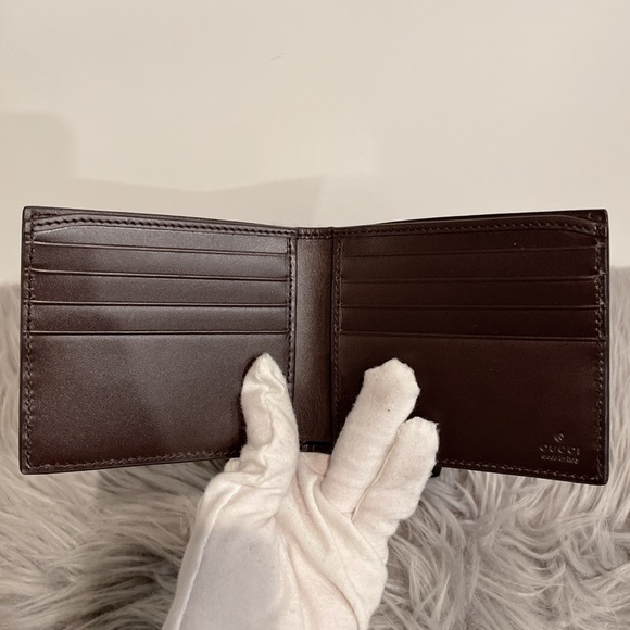Gucci Web Brown GG Signature Bi fold Web wallet 408827 w/Box - Picture 6 of 9